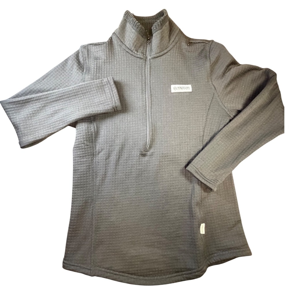 Magellan Outdoors Womens XS Black Waffle Knit Quarter Zip Pullover Classic K2